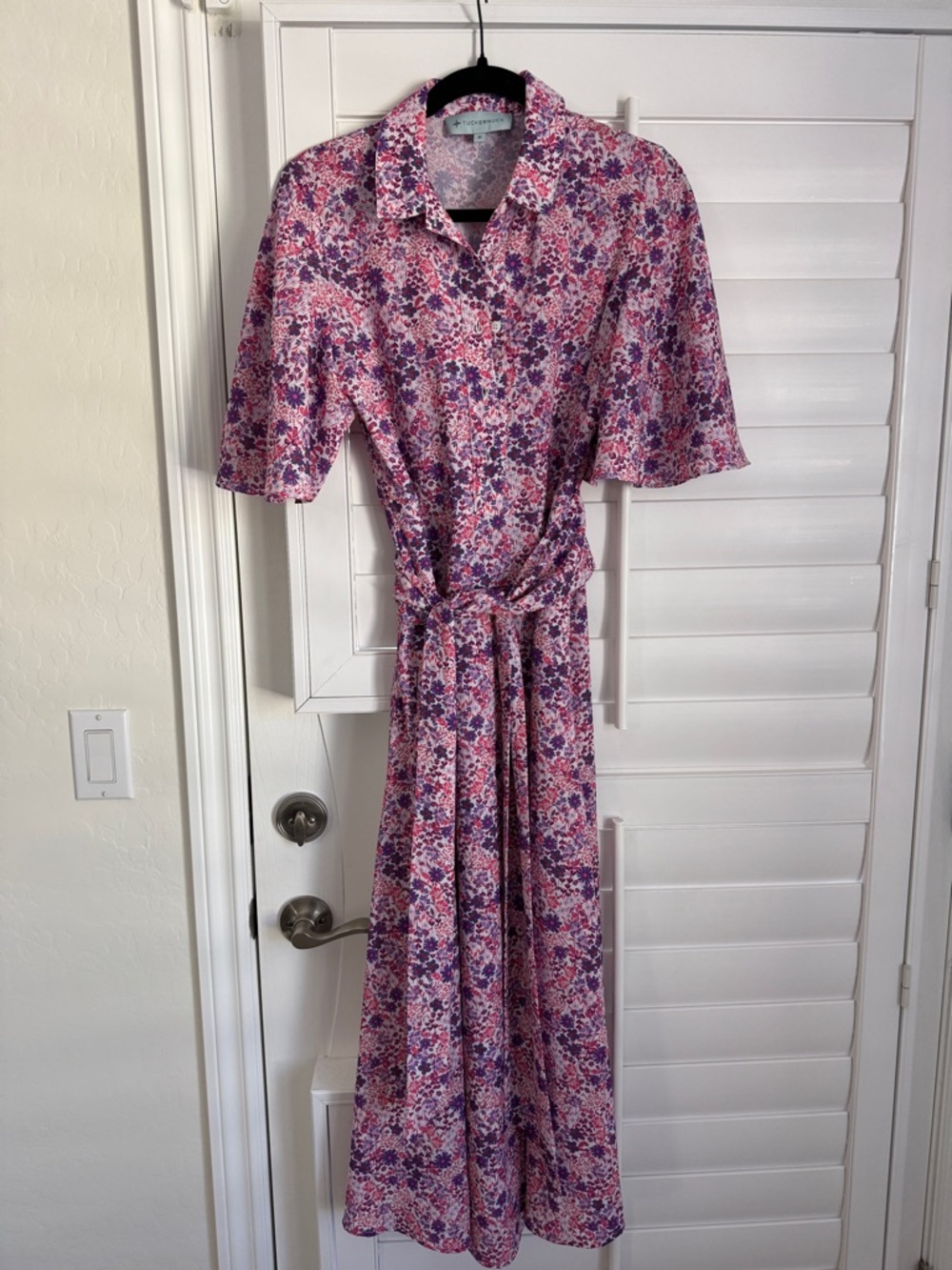 Tuckernuck Pink & Purple Floral Shirt Dress - Size M